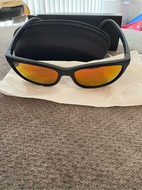 TYR Black Frame Sunglasses with Orange Mirror Lenses